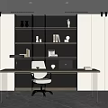 Modern Study Room Interior With Wooden Desk Ergonomic Chair Books And Floating Bookshelf