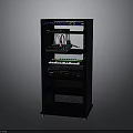 Black Electronic Equipment Rack With Multiple Components Cables And Control Panels