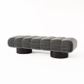 Modern Ottoman with Dark and Light Gray Upholstery Round Cushions and Wooden Cylindrical Legs