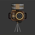 Vintage Style Digital Camera With Metal Wooden Structure And Tripod Stand