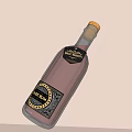 Elegant Dark Rum Beverage With Shiny Glass Bottle And Wooden Cork Stopper