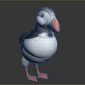 Soft Puffin Plush Toy With Black White Feathers And Orange Beak Feet