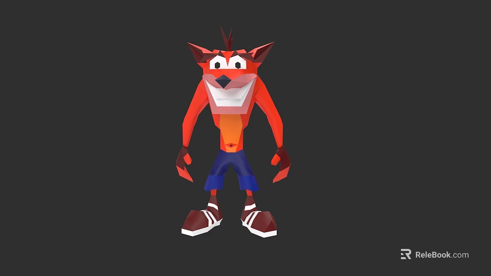 3D Cartoon Fox Character With Orange Body Blue Shorts And White Shoes 3d model 