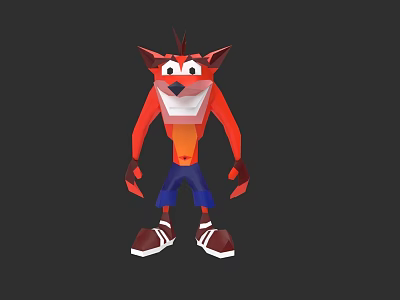 3D Cartoon Fox Character With Orange Body Blue Shorts And White Shoes 3d model