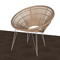 Round Shaped Rattan Leisure Chair With Modern Metal Leg Design And Comfortable Seat