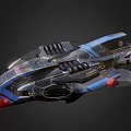 Futuristic Fighter Jet With Sleek Design Blue Black Color And Red Glowing Accents