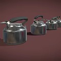 Four Shiny Silver Cups Arranged On Brown Background With Metallic Finish