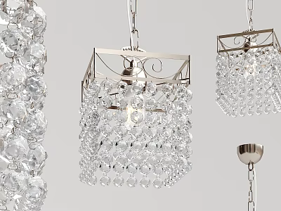 Elegant Crystal Chandeliers With Metal Frames And Hanging Crystal Beads 3d model