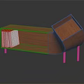 Modern Wooden Console Table With Open Top And Lower Shelf Holding Books