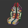Modern Sporty Racing Seat With Red Blue White And Yellow Accents