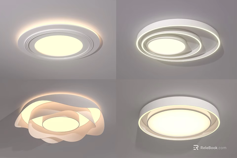 Modern Contemporary Ceiling Lights With Stylish Round Designs And Soft Illumination 3d model