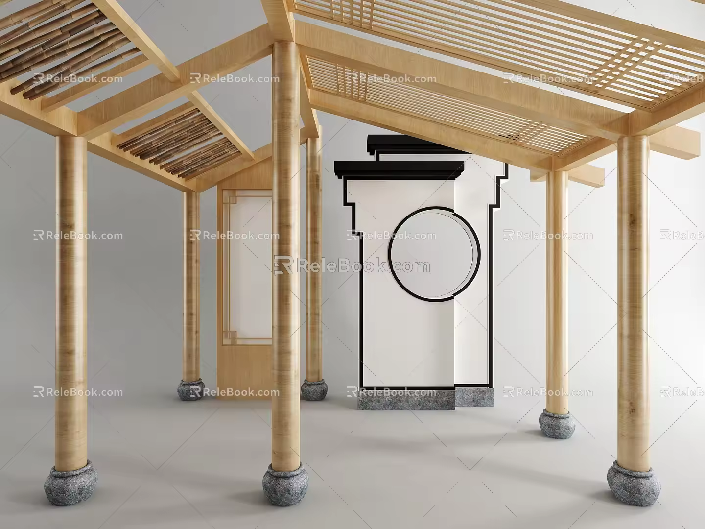 Chinese-style building components mortise and tenon posts 3d model