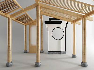 Chinese-style building components mortise and tenon posts 3d model
