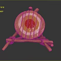 Wooden Archery Target Equipment With Circular Face Red Yellow Concentric Circles And Rope Fastened Stand