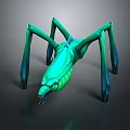 Game And Movie Character Design Featuring Green Spider Like Creature With Long Legs
