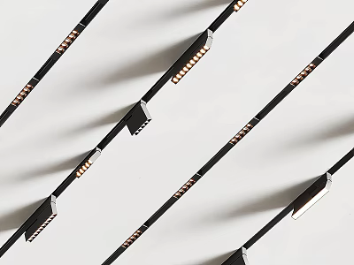 Modern Black Downlights And Spotlights With Metal Accents Arranged In Diagonal Lines 3d model