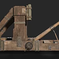 Ancient Wooden Siege Engine Mechanical Device With Rope And Metal Components 3d model