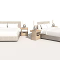 Modern Double Bed Interior With Matching Nightstands And Table Lamps 3d model
