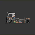 Black White Orange Race Truck with Number 11 and Sponsor Decals Exterior Design