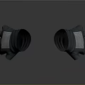 Gray Curved Symmetrical Industrial Pipes Display on Reflective Dark Background