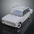 Vintage Classic White Sedan with Roof Rack and Retro Exterior Design