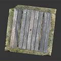 Rustic Outdoor Wooden Picnic Table Furniture With Attached Benches On Grass Base