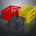 Colorful Plastic Storage Baskets in Red Yellow Gray for Home Organizing with Handles
