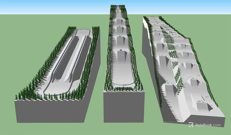 Structured Road Infrastructure Design With Landscaped Green Belts And Multiple Lane Layouts 3d model 