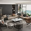 Elegant Large Sectional Sofa And Marble Coffee Table Combination For Stylish Modern Comfortable Living Space