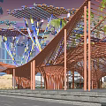 Bamboo undulating shape gallery pavilion 3d model