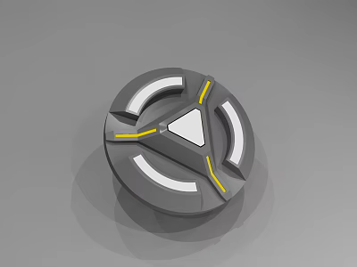 Modern Circular Tech Interface With White Arcs Yellow Lines And Triangle Center 3d model