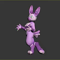 Pink Creature Character with Rabbit Ears Green Eyes Spotted Design and Green Claws