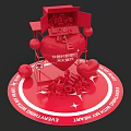 Red Heart Shaped Inflatable Model with LOVE Letters and Decorative Elements for Events 3d model