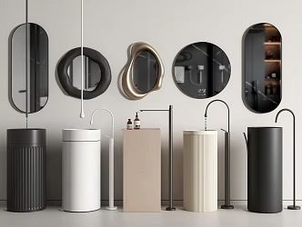 Modern sink sink sink column sink column sink faucet mirror 3d model
