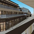 Commercial Street With Modern Multi Storey Buildings Balconies And Glass Railings