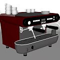 GAGGIA Maroon And Black Coffee Machine With White Cups And Plates As Kitchen Appliance