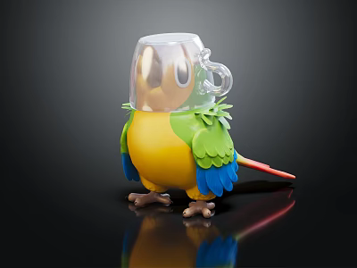 Modern parrot starling cartoon parrot 3d model