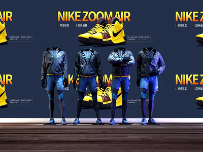NIKE Sportswear Collection With Stylish Jackets Shorts And ZOOM AIR Sneakers On Models 3d model