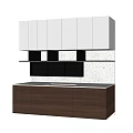 Modern Sideboard with White Upper Cabinets Brown Lower Storage and Speckled Countertop