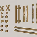 Handle metal handle round handle long handle hardware small pieces 3d model
