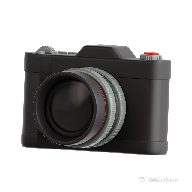 Black Projection Monitoring Camera With Large Lens Top Knobs And Red Button 3d model 