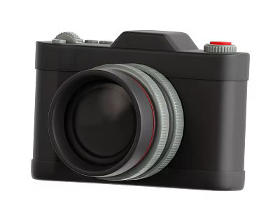 Black Projection Monitoring Camera With Large Lens Top Knobs And Red Button 3d model