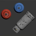 Red Blue And Silver Gas Cylinders As Storage Containers On Black Surface