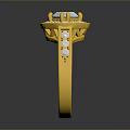 Elegant Gold Fashion Ring With Central Gemstone And Small Diamonds On Band