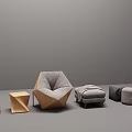 Modern Sofa And Coffee Table Set With Geometric Design Fabric Upholstery Wooden Frame And Ottoman