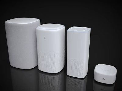 White Wireless Speakers With Modern Sleek Design And Various Shapes For Home Audio Use 3d model