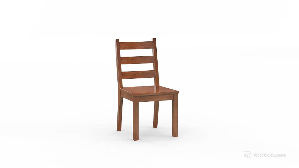 Classic Wooden Dining Chair With Comfortable Seat And Solid Backrest Design 3d model 
