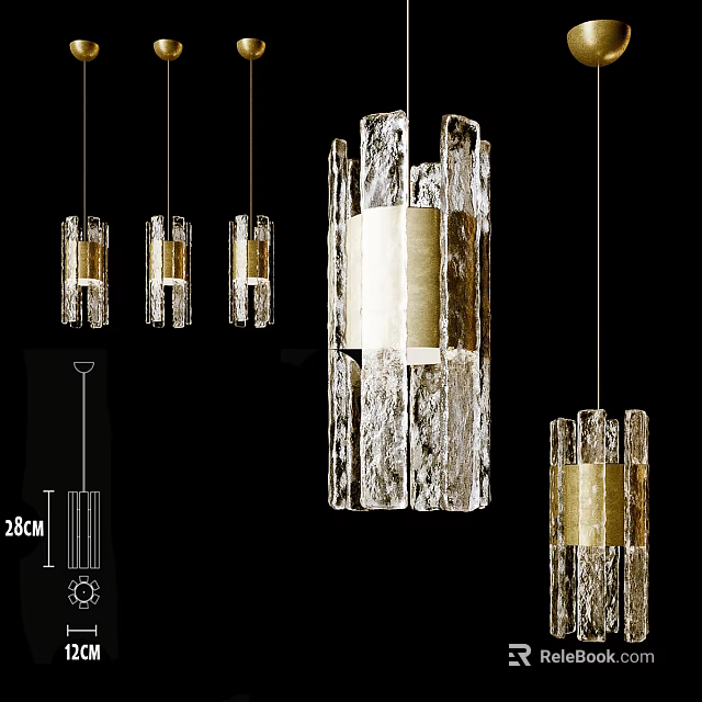 Modern Transparent Crystal Chandeliers With Gold Accents Hanging Decorative Lighting 36cm Size 3d model 