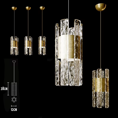 Modern Transparent Crystal Chandeliers With Gold Accents Hanging Decorative Lighting 36cm Size 3d model