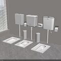 Modern Bathroom Interior With Wall Mounted Toilet Cisterns And Squat Toilets